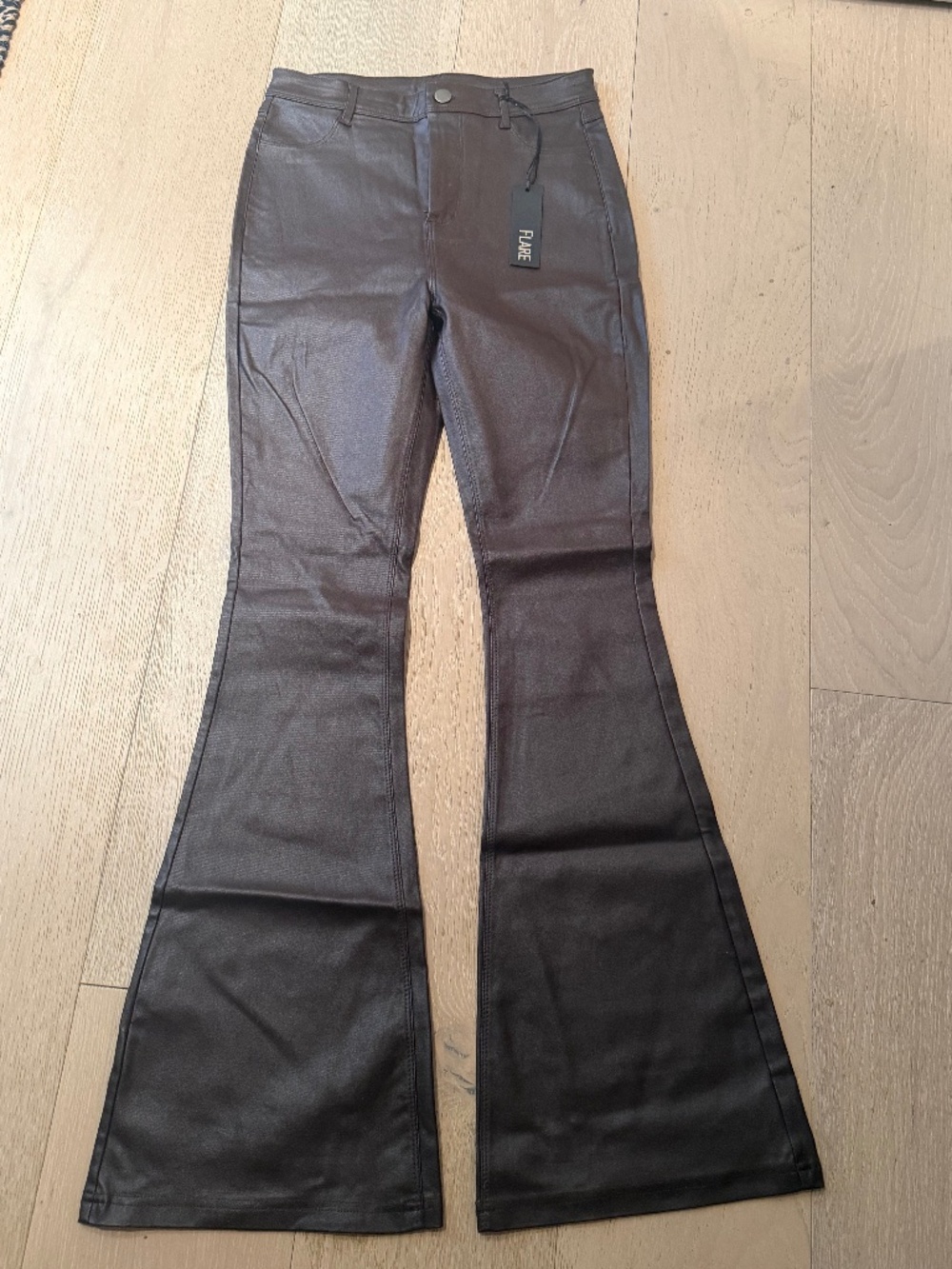 NWT Windsor Brown Faux Leather Flare Pants M